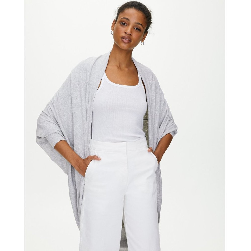The Group by Babaton Cocoon Cardigan / XS/S Long Heather Light Grey Aritzia Wrap